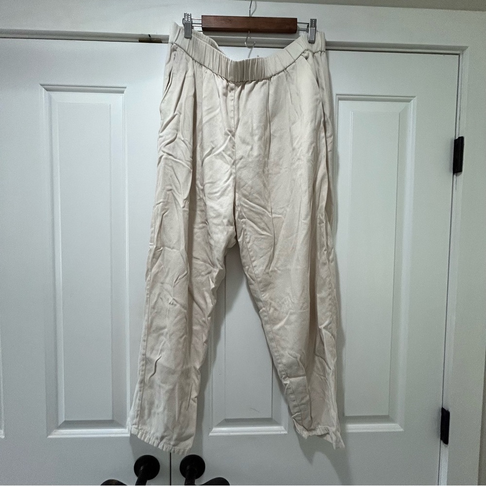 Eileen Fisher Cream Elastic-Waist Chinos